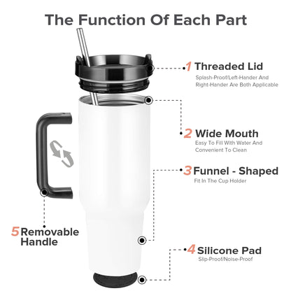 40oz Sublimation Tumbler with Removable Handle | 4 Pack