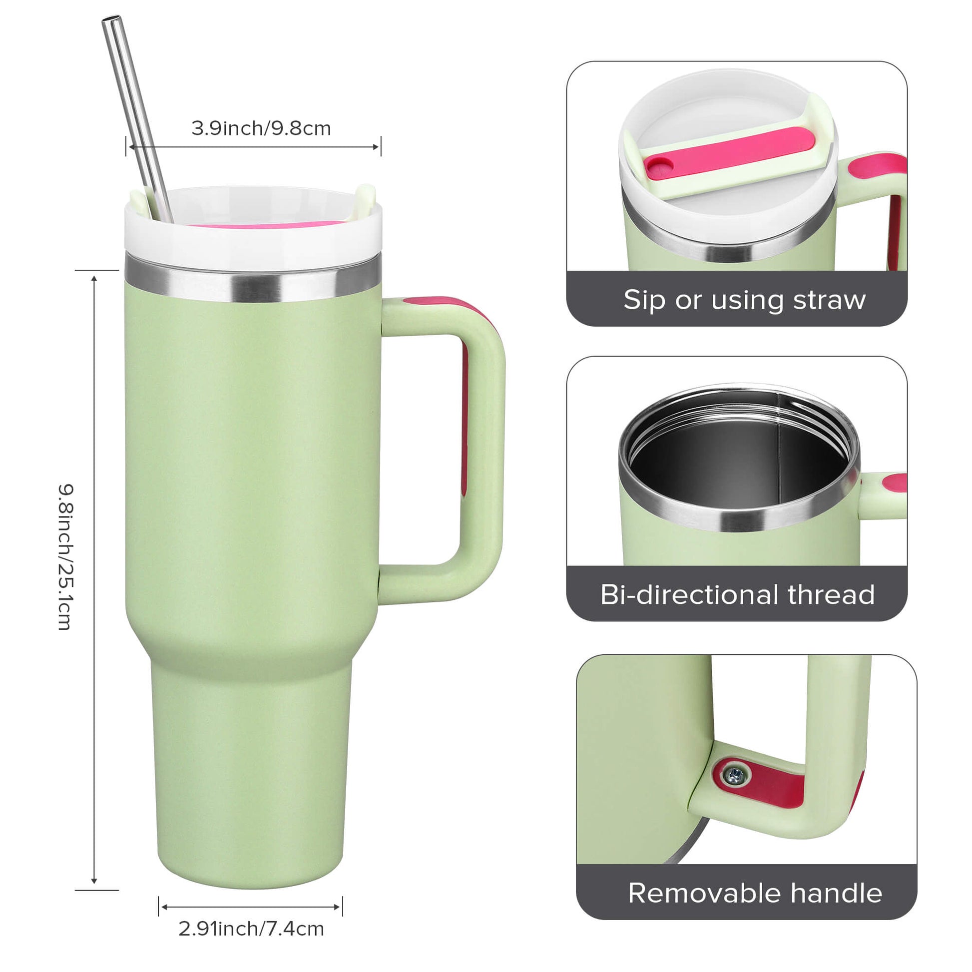 40oz Tan Tumbler with Removable Handle | 20 Pack - FASTSUB