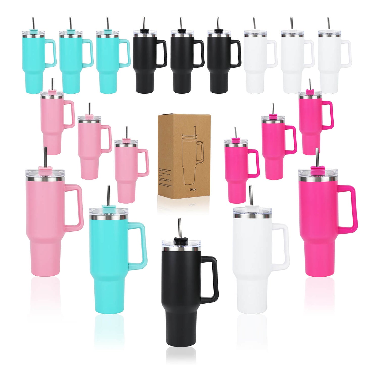 40oz Powder Coated Tumbler with Removable Handle | 20 Pack