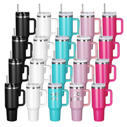 40 oz Powder Coated Tumbler With Handle | 20 Pack