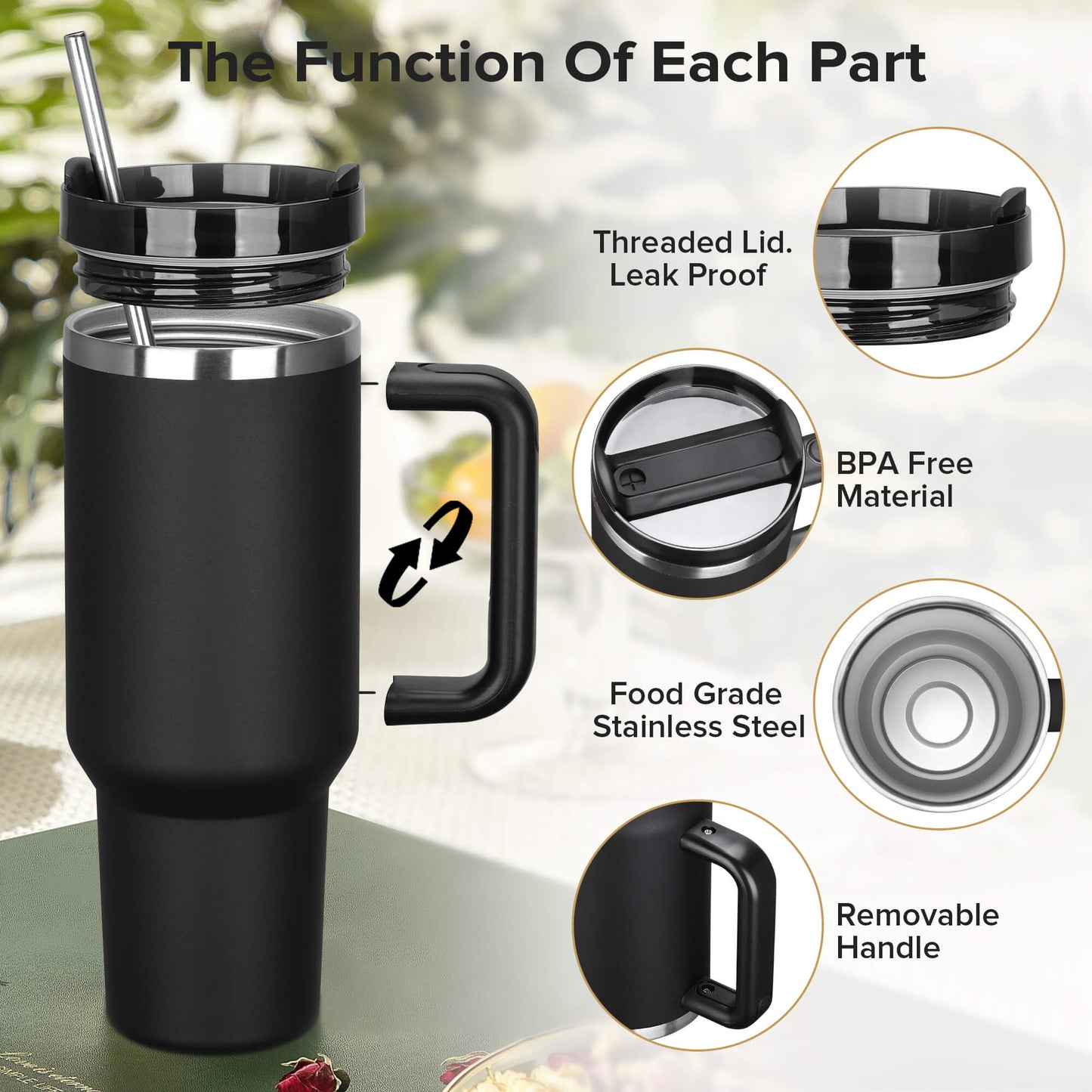 40 oz Powder Coated Tumbler - Black | 20 Pack