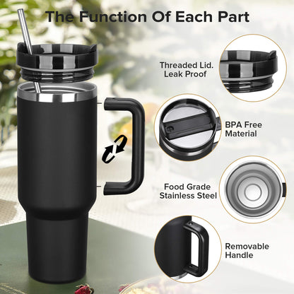 40 oz Powder Coated Tumbler - Black | 20 Pack