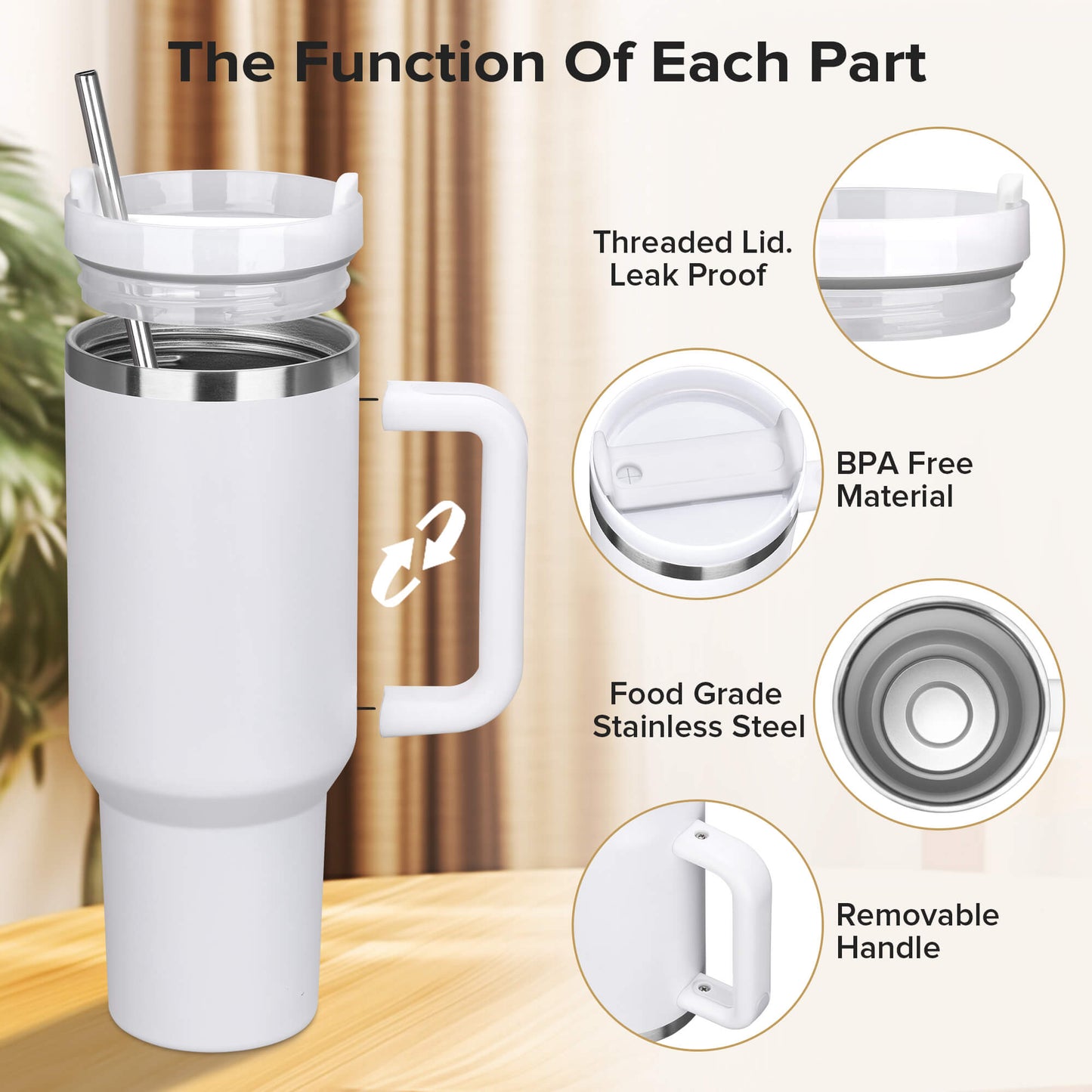 40 oz Powder Coated Tumbler - White | 20 Pack