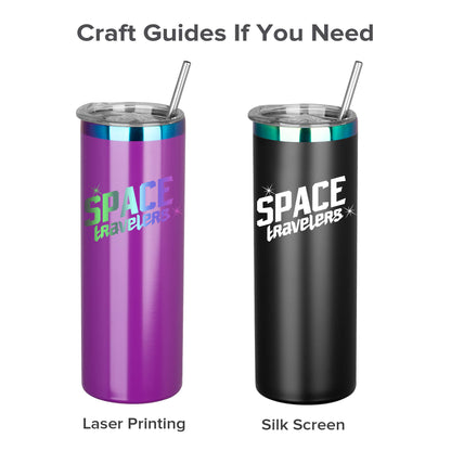 20 oz Powder Coated Skinny Tumbler - Rainbow Color Plated | 25 Pack - FASTSUB