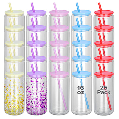 16 oz Sublimation Snow Globe Glass Tumbler | 25 Pack