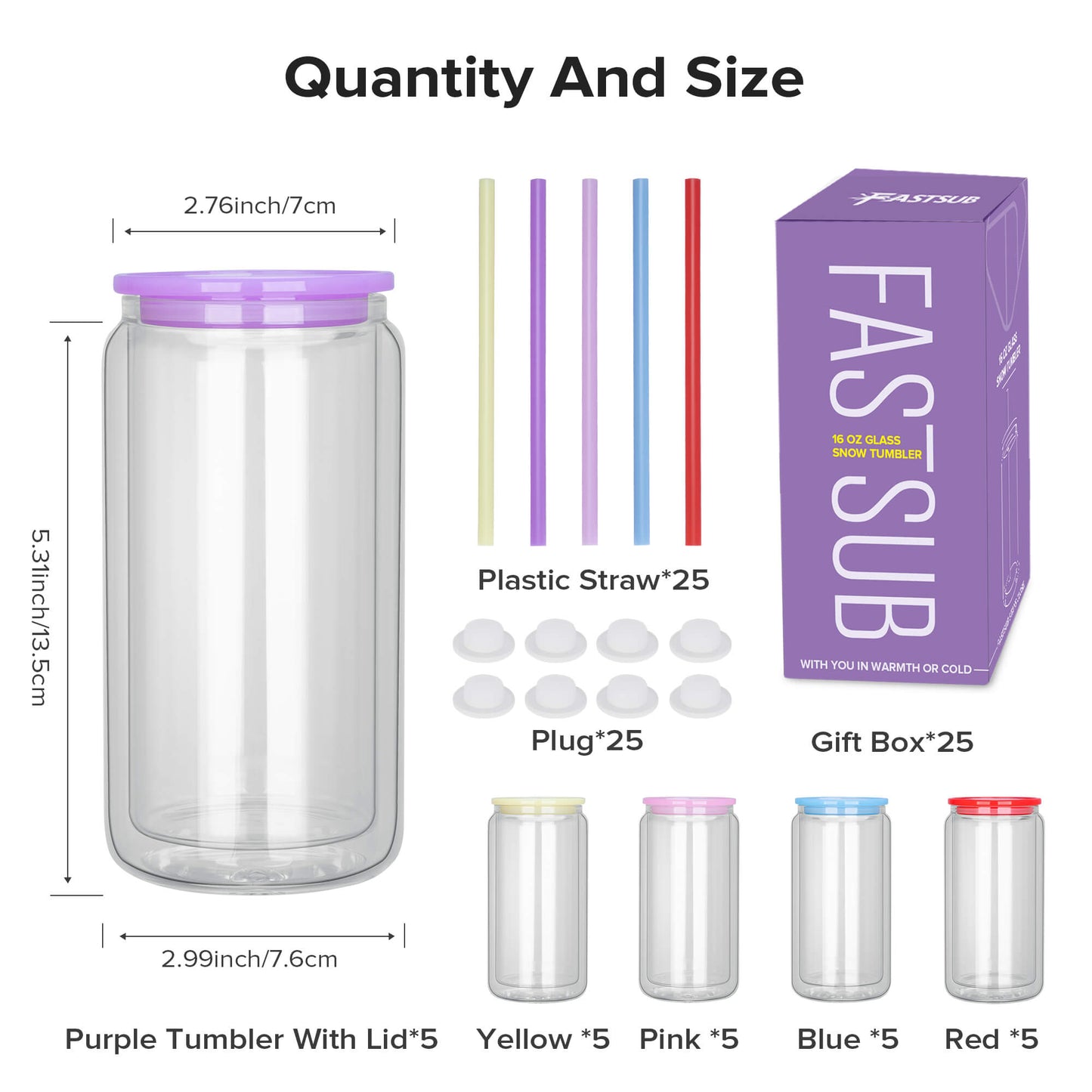 16 oz Sublimation Snow Globe Glass Tumbler | 25 Pack