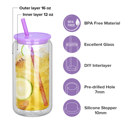 16 oz Sublimation Snow Globe Glass Tumbler | 25 Pack