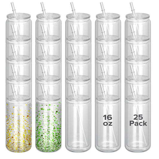 16 oz Sublimation Snow Globe Glass Tumbler | 25 Pack