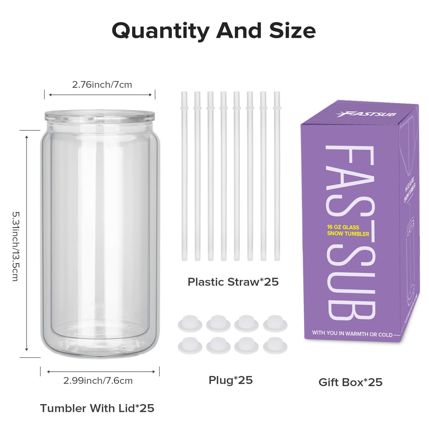 16 oz Sublimation Snow Globe Glass Tumbler | 25 Pack