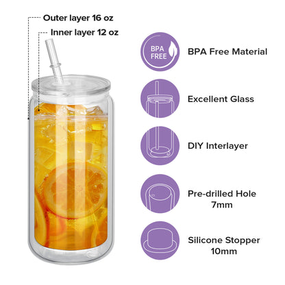 16 oz Sublimation Snow Globe Glass Tumbler | 25 Pack