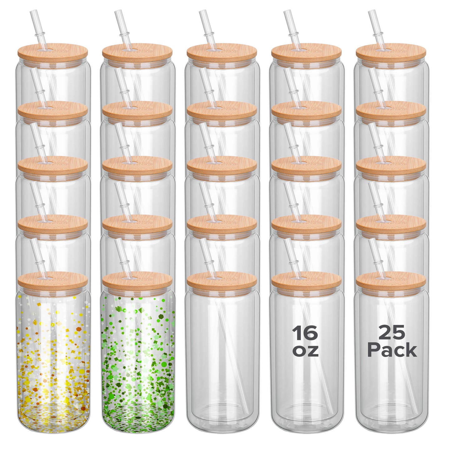 16 oz Sublimation Snow Globe Glass Tumbler | 25 Pack