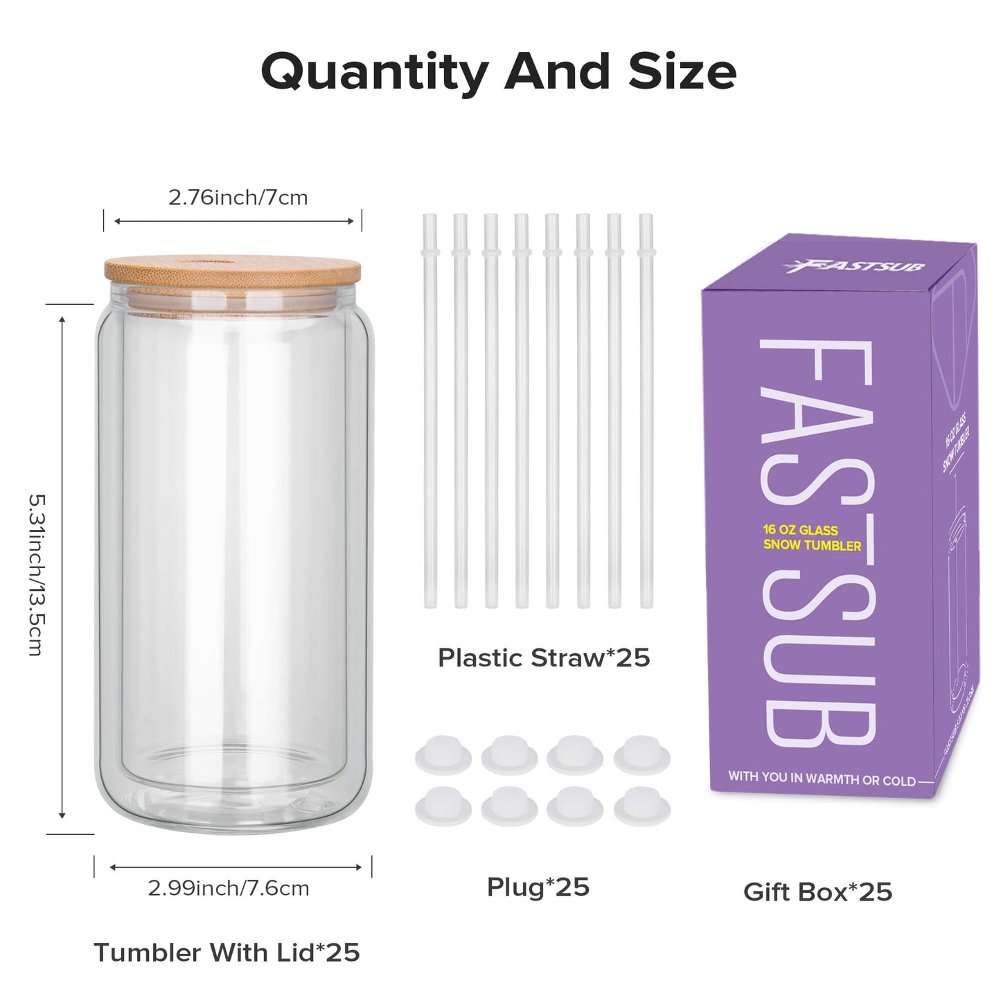 16 oz Sublimation Snow Globe Glass Tumbler | 25 Pack