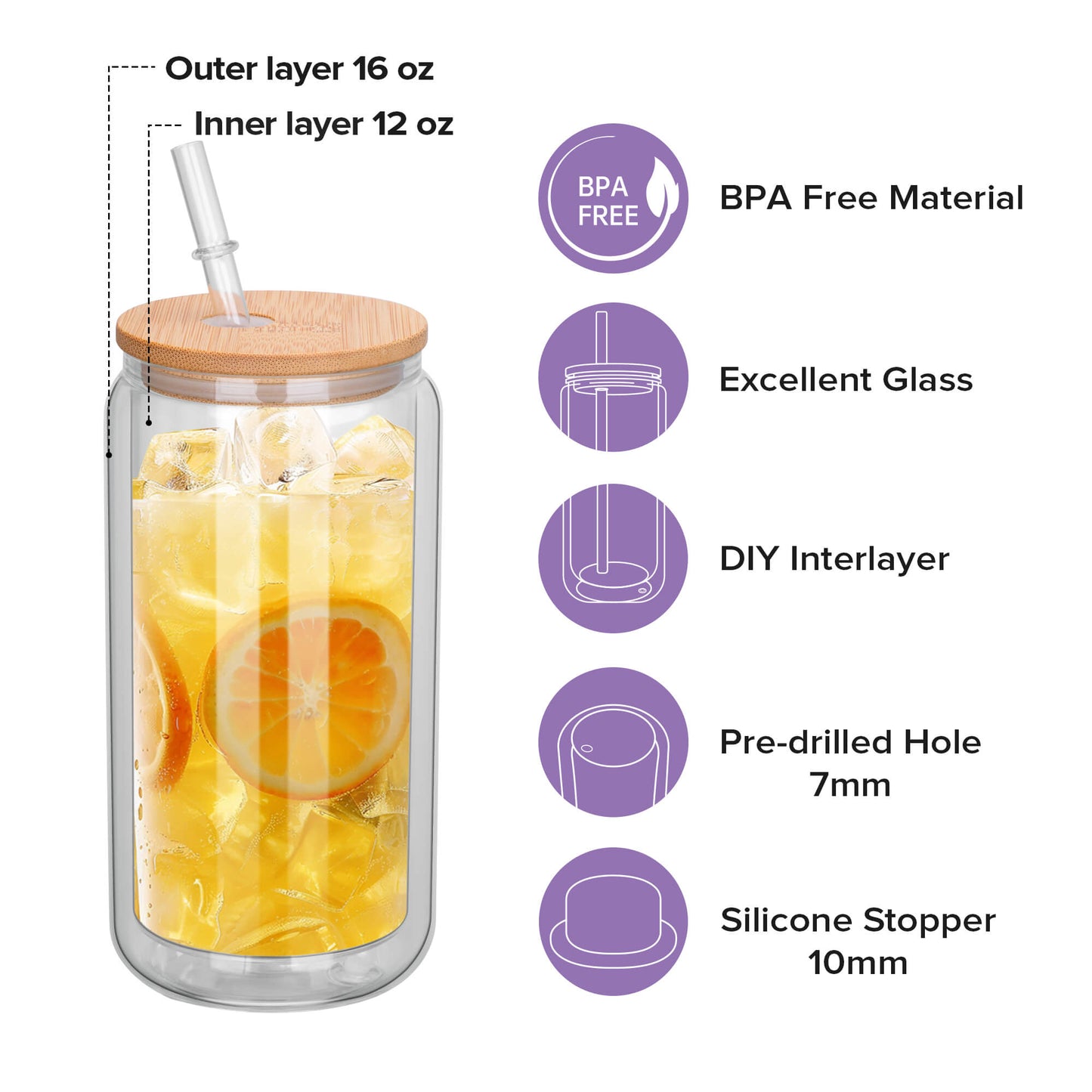 16 oz Sublimation Snow Globe Glass Tumbler | 25 Pack
