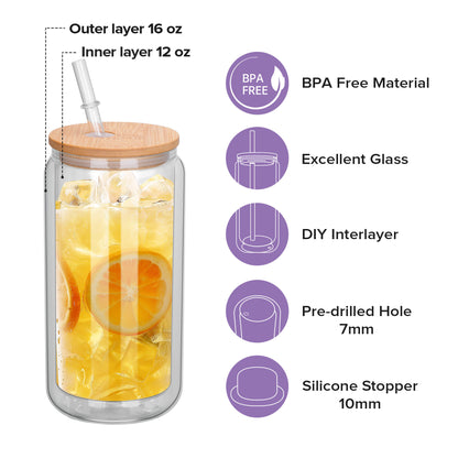 16 oz Sublimation Snow Globe Glass Tumbler | 25 Pack
