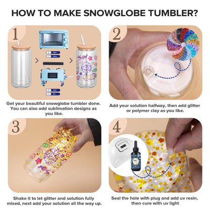 16 oz Sublimation Snow Globe Glass Tumbler | 25 Pack