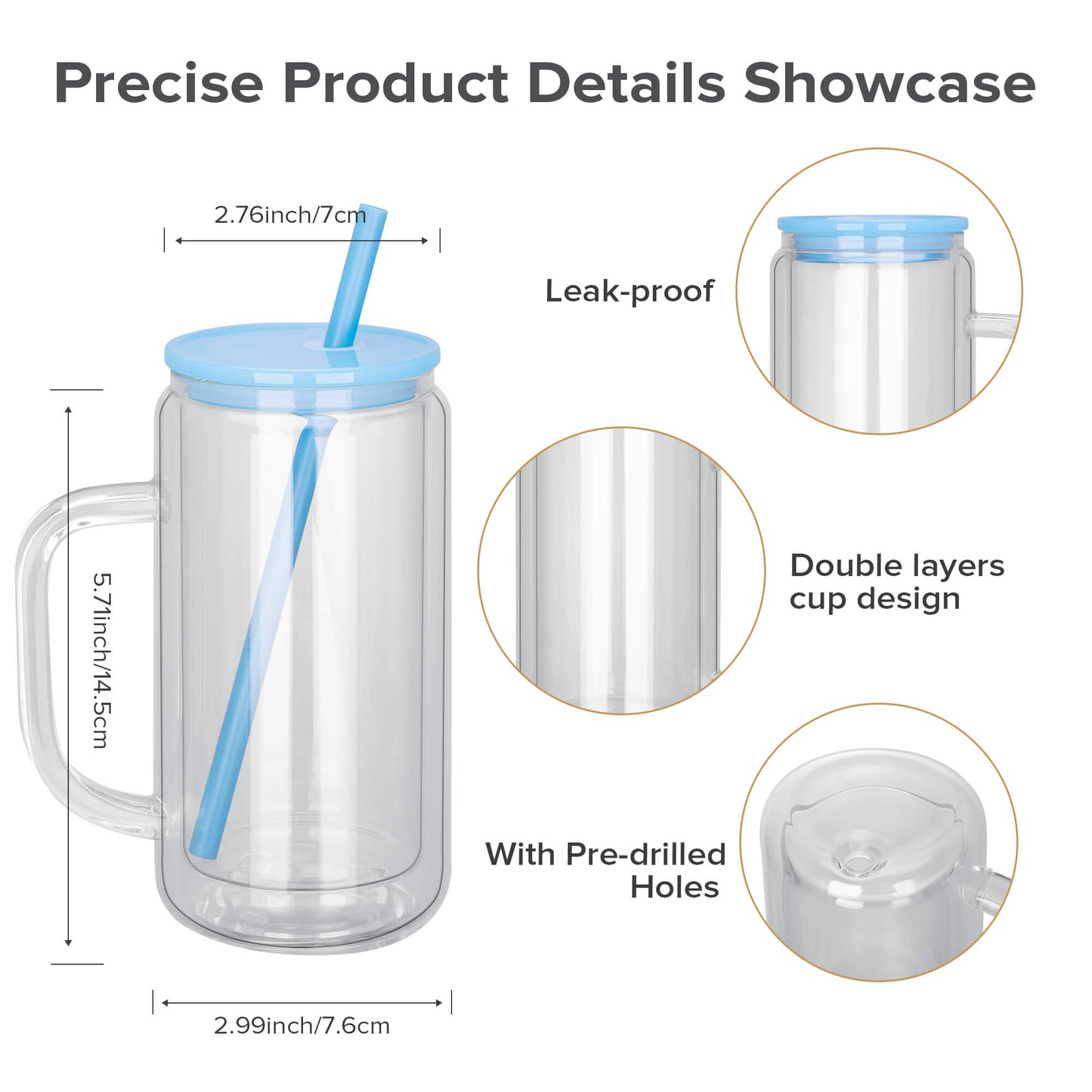 16 oz Snow Globe Glass Tumbler with Handle | 25 Pack