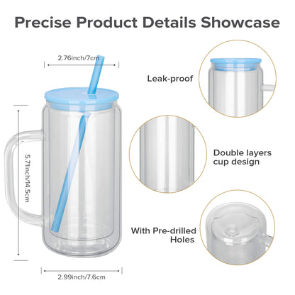 16 oz Snow Globe Glass Tumbler with Handle | 25 Pack