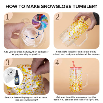 16 oz Snow Globe Glass Tumbler with Handle | 25 Pack