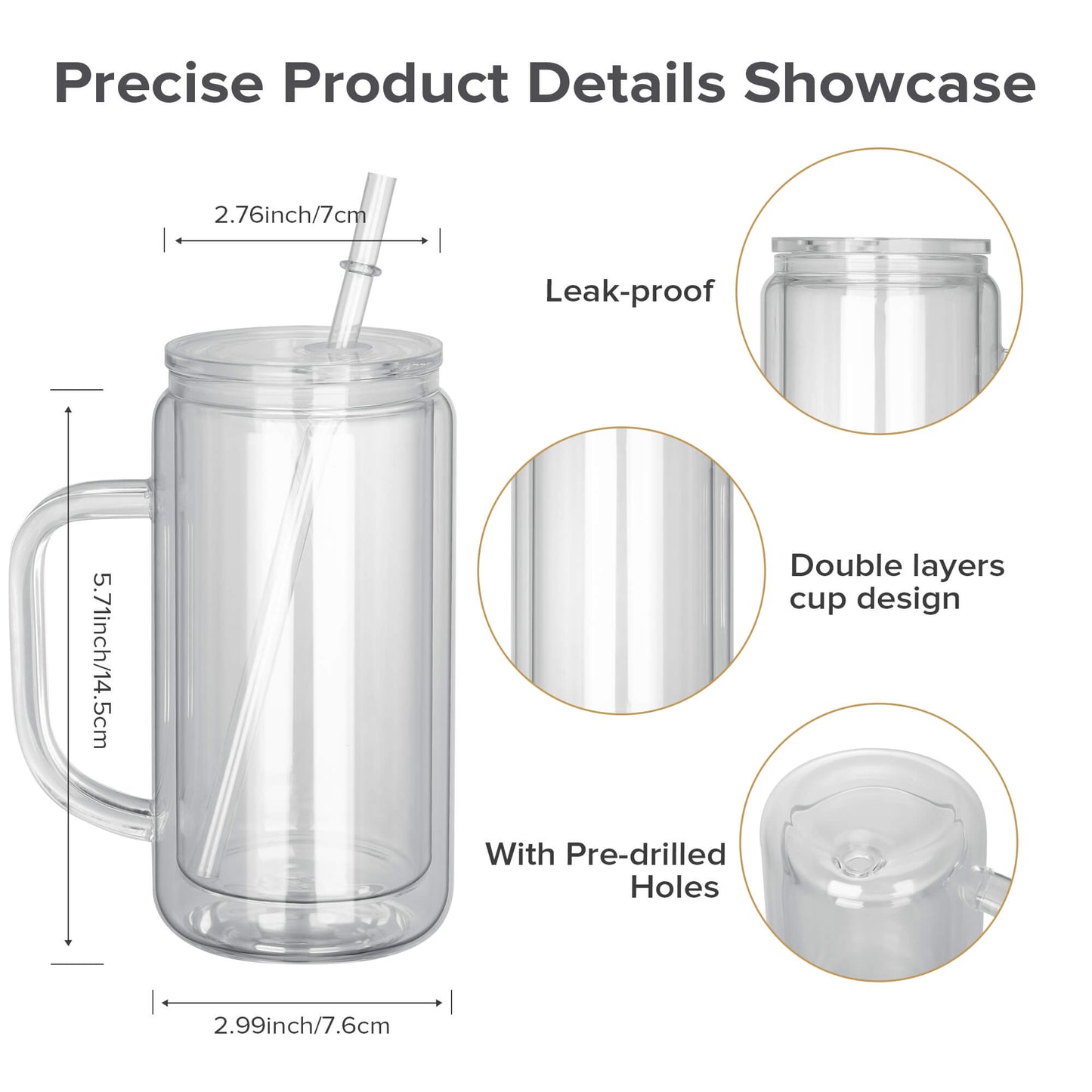 16 oz Snow Globe Glass Tumbler with Handle | 25 Pack