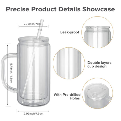 16 oz Snow Globe Glass Tumbler with Handle | 25 Pack
