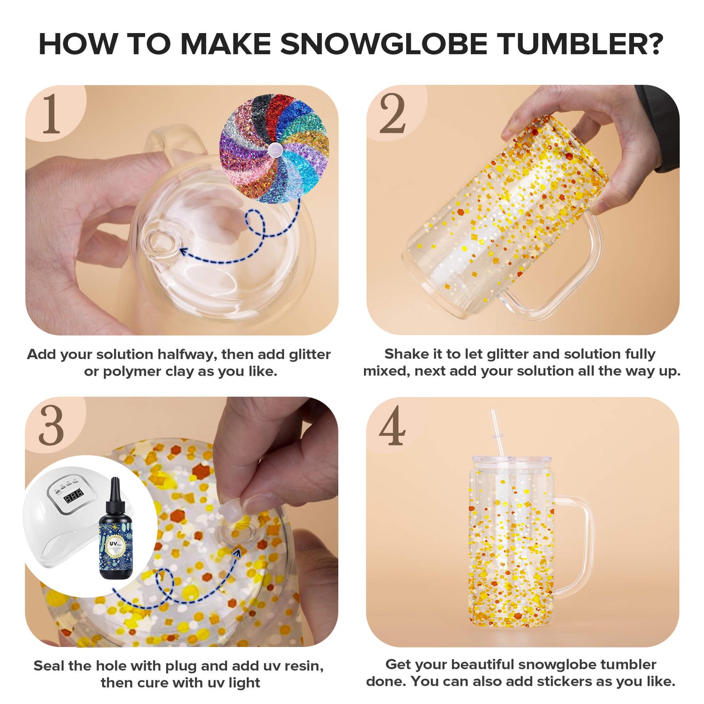 16 oz Snow Globe Glass Tumbler with Handle | 25 Pack