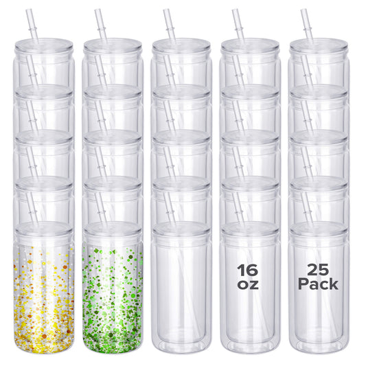 16 oz Snow Globe Acrylic Tumbler | 25 Pack