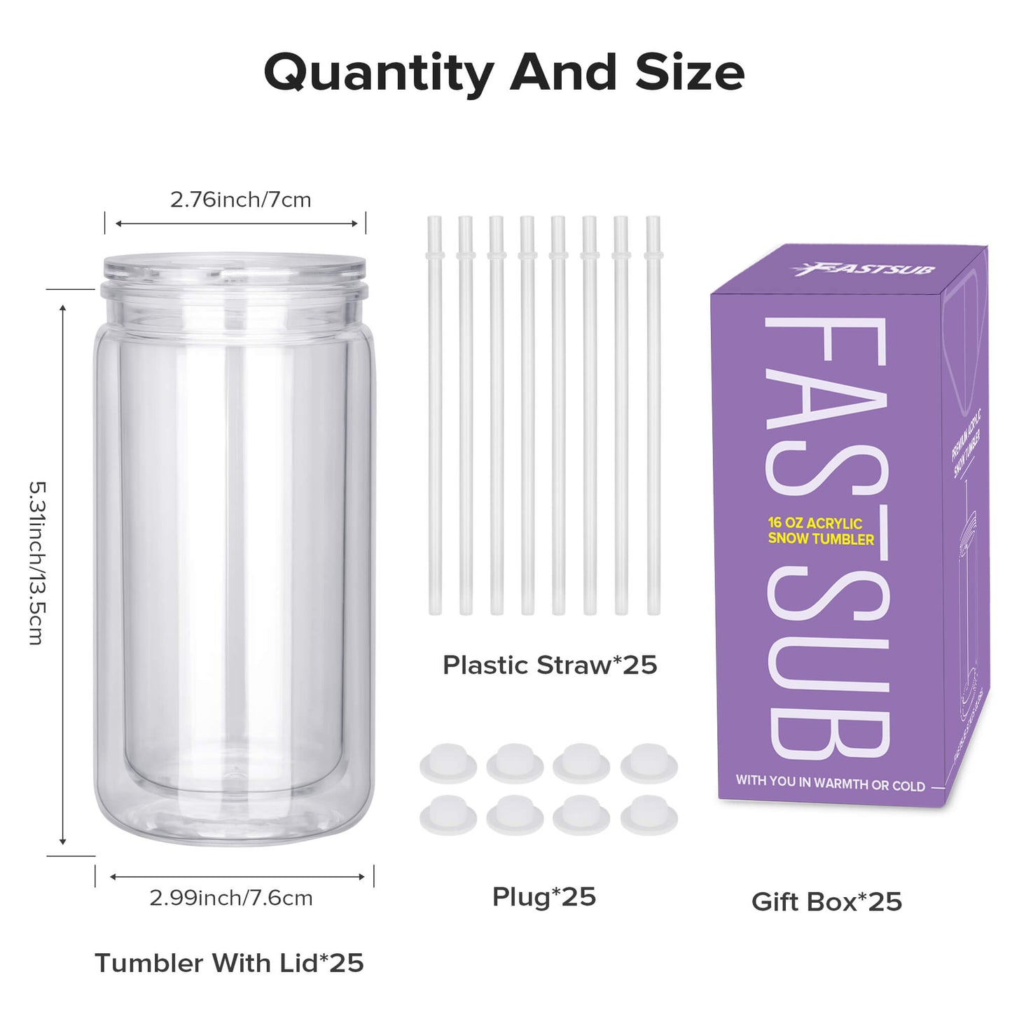16 oz Snow Globe Acrylic Tumbler | 25 Pack