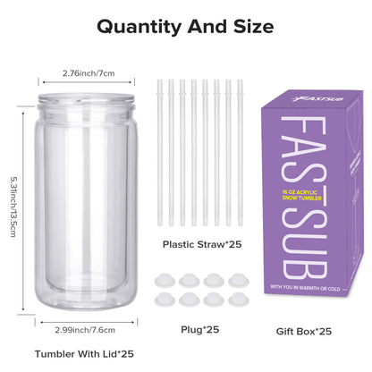 16 oz Snow Globe Acrylic Tumbler | 25 Pack