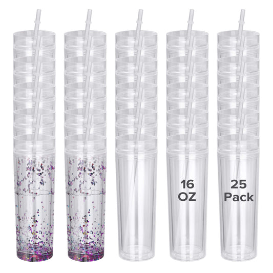 16 oz Snow Globe Acrylic Tumbler | 25 Pack
