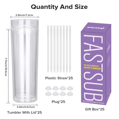 16 oz Snow Globe Acrylic Tumbler | 25 Pack