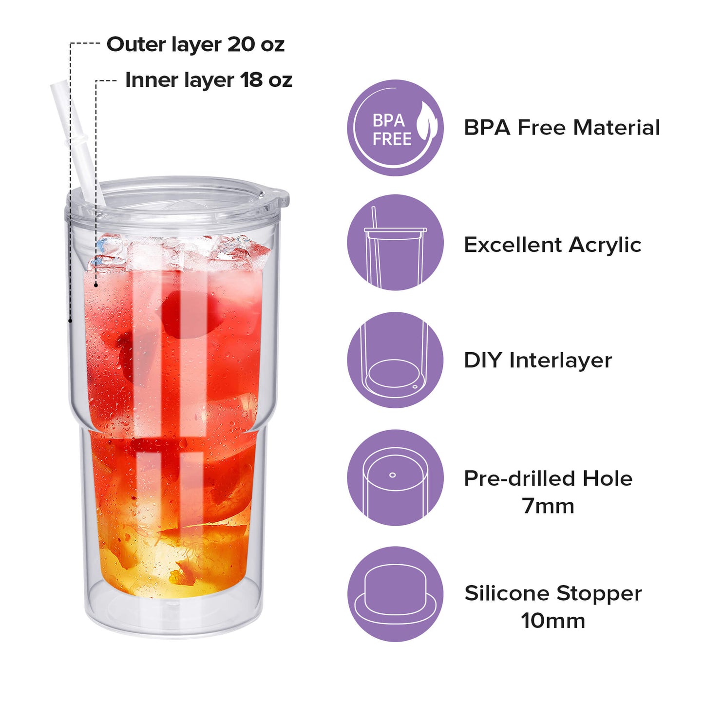 18 oz Snow Globe Acrylic Tumbler | 25 Pack