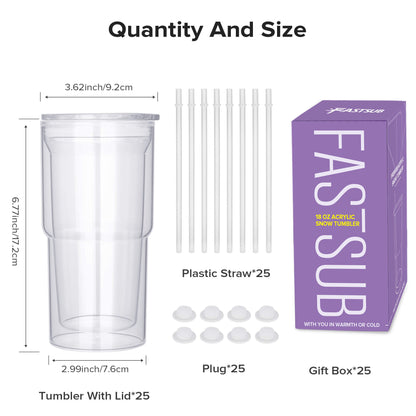 18 oz Snow Globe Acrylic Tumbler | 25 Pack