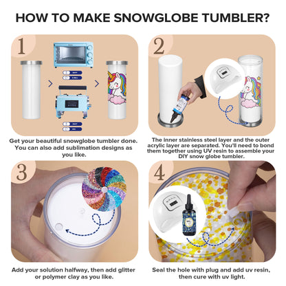 20 oz Snow Globe Acrylic Skinny Tumbler | 25 Pack