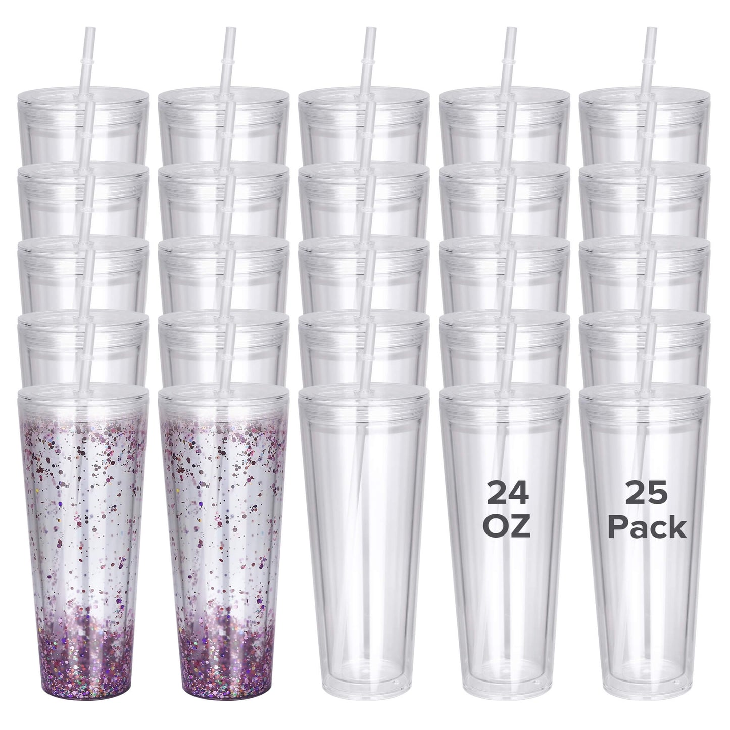 24 oz Snow Globe Acrylic Tumbler | 25 Pack