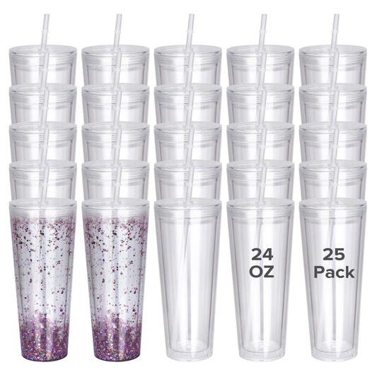 24 oz Snow Globe Acrylic Tumbler | 25 Pack