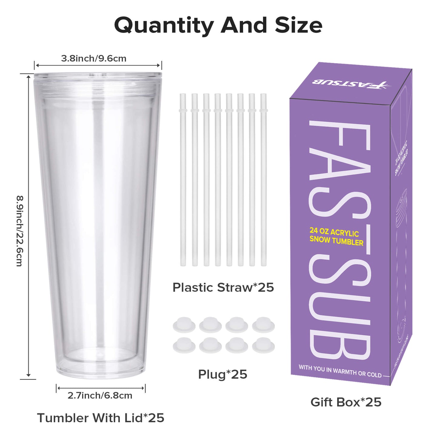 24 oz Snow Globe Acrylic Tumbler | 25 Pack