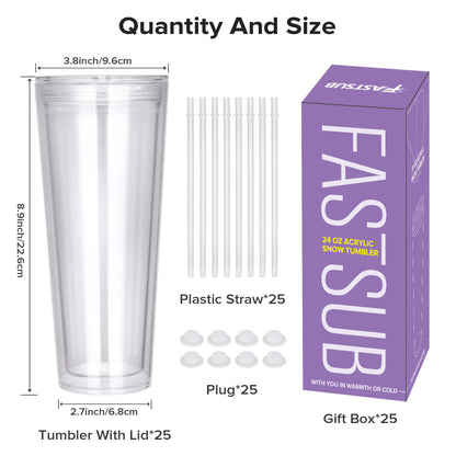 24 oz Snow Globe Acrylic Tumbler | 25 Pack