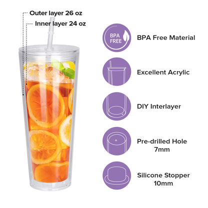 24 oz Snow Globe Acrylic Tumbler | 25 Pack