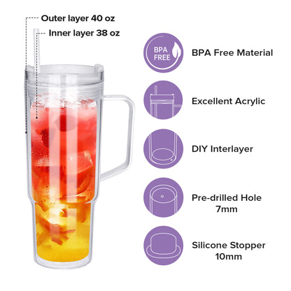 40 oz Snow Globe Acrylic Tumbler | 25 Pack