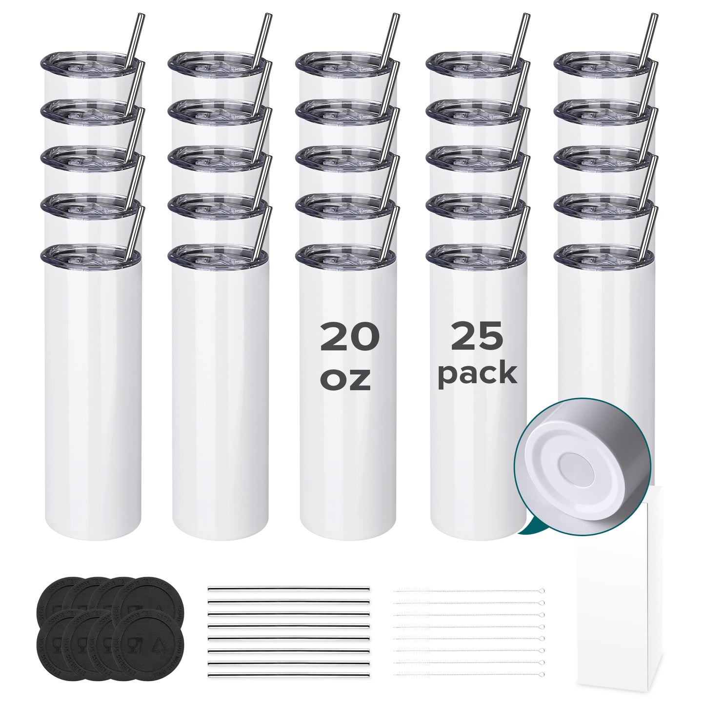 20 oz Sublimation Edge Skinny Tumbler | 25 Pack