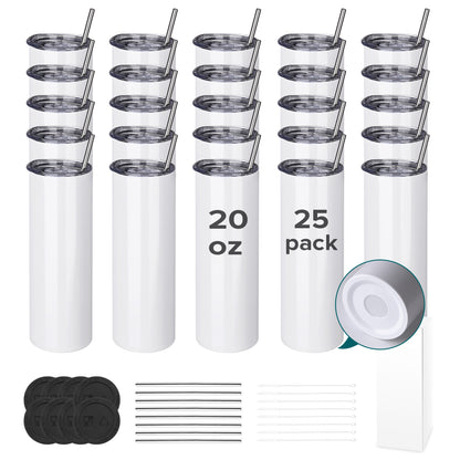20 oz Sublimation Edge Skinny Tumbler | 25 Pack