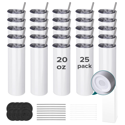 20 oz Sublimation Edge Skinny Tumbler | 25 Pack