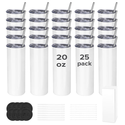 20 oz Skinny Sublimation Tumblers - All Accessories | 25 Pack