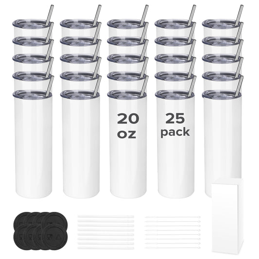 20 oz Skinny Sublimation Tumblers - All Accessories | 25 Pack
