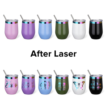 12 oz Glossy Coated Wine Tumbler Rainbow Plated - Mixed Color | 12 Pack - FASTSUB