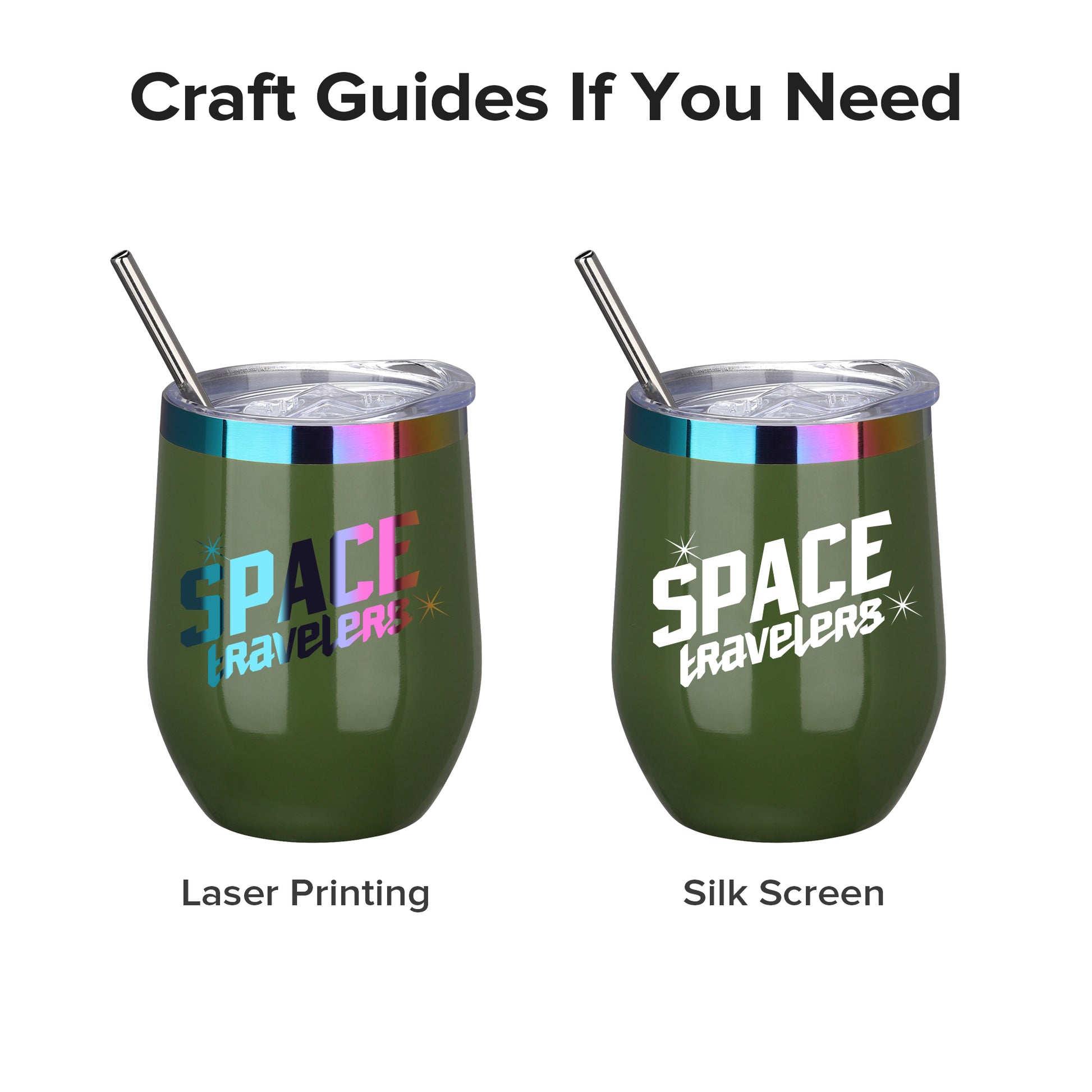12 oz Stainless Steel Wine Tumbler Rainbow Plated - Green | 12 Pack - FASTSUB