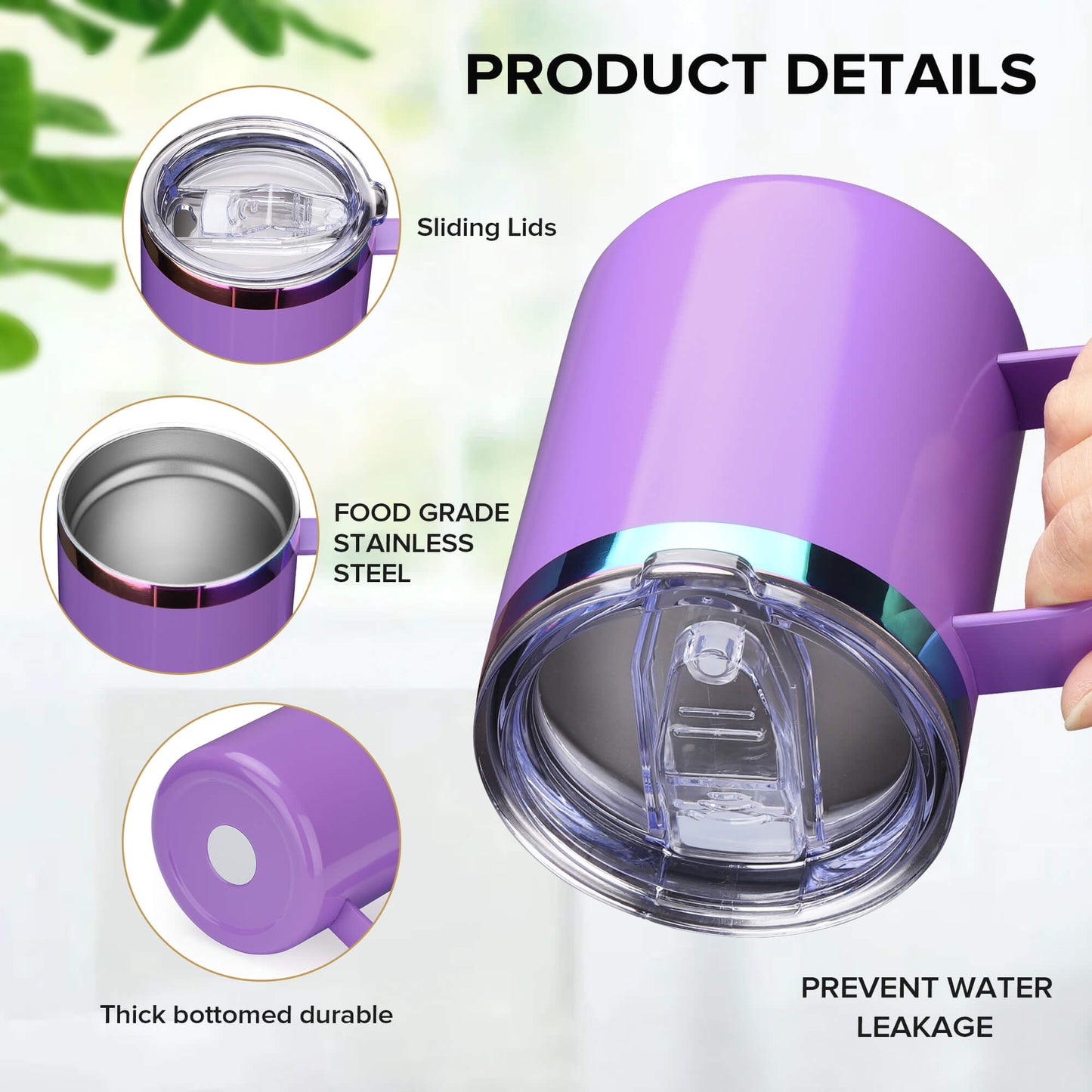 12 oz Stainless Steel Mug Rainbow Plated - Purple | 12 Pack - FASTSUB
