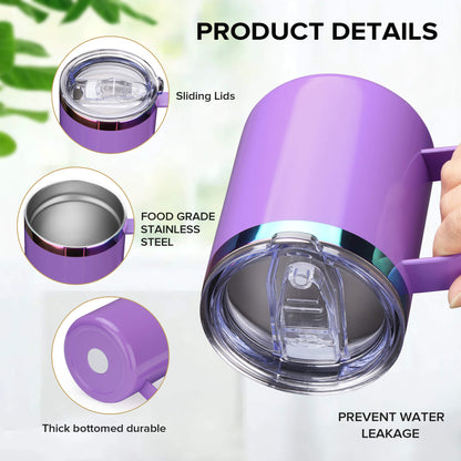 12 oz Stainless Steel Mug Rainbow Plated - Purple | 12 Pack - FASTSUB
