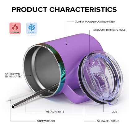 12 oz Stainless Steel Mug Rainbow Plated - Purple | 12 Pack - FASTSUB