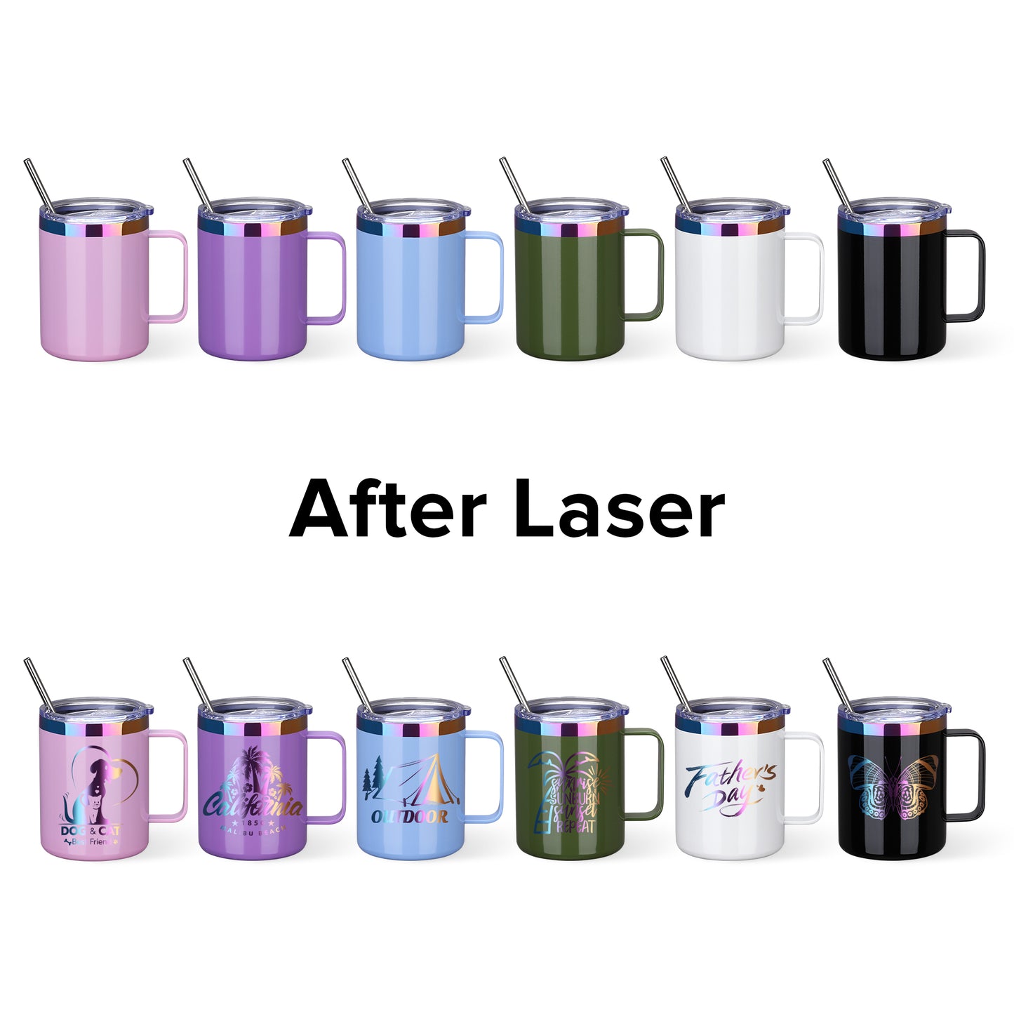 12 oz Glossy Coated Mug Rainbow Plated - Mixed Color | 12 Pack - FASTSUB